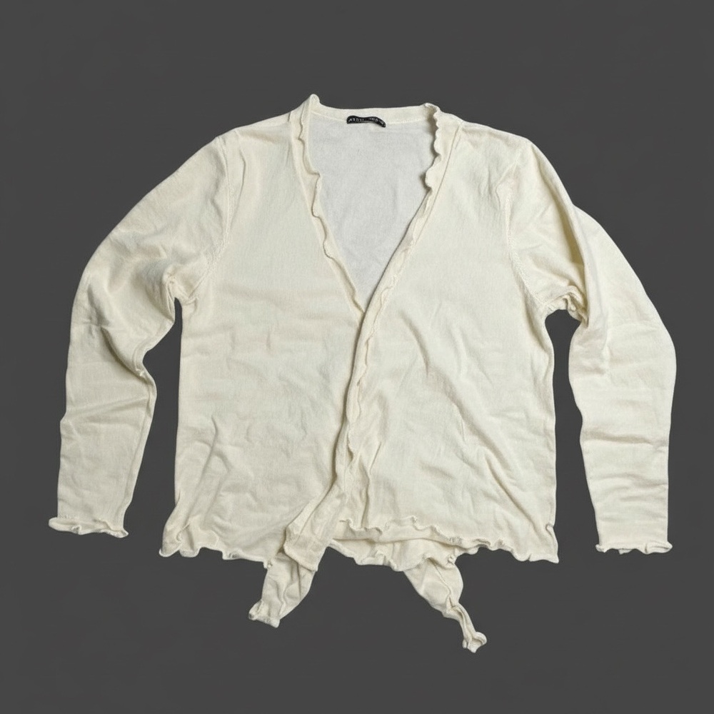 WoolOvers Optic White Wrap Cardigan Sweater Made from a Cotton/Silk Blend - Picture 5 of 16
